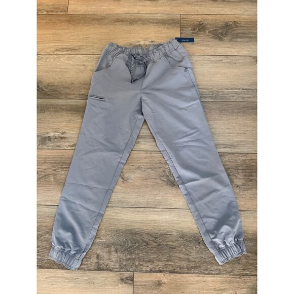 Jaanuu Scrub Pants Womens Size Small Gray Jogger Pants New Drawstring Zip Pocket - Picture 5 of 5